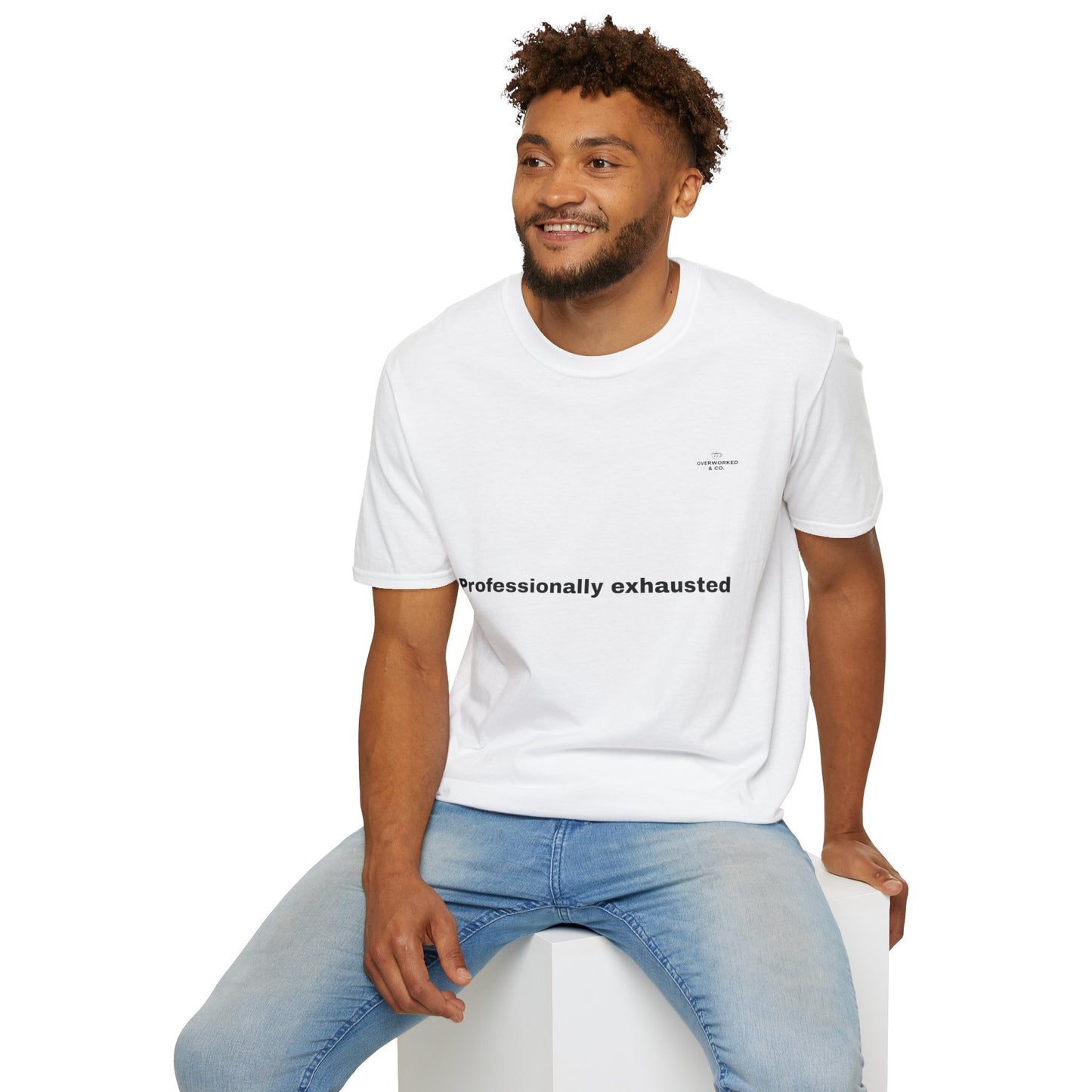 Professionally Exhausted Tee – Funny Work Burnout T-Shirt