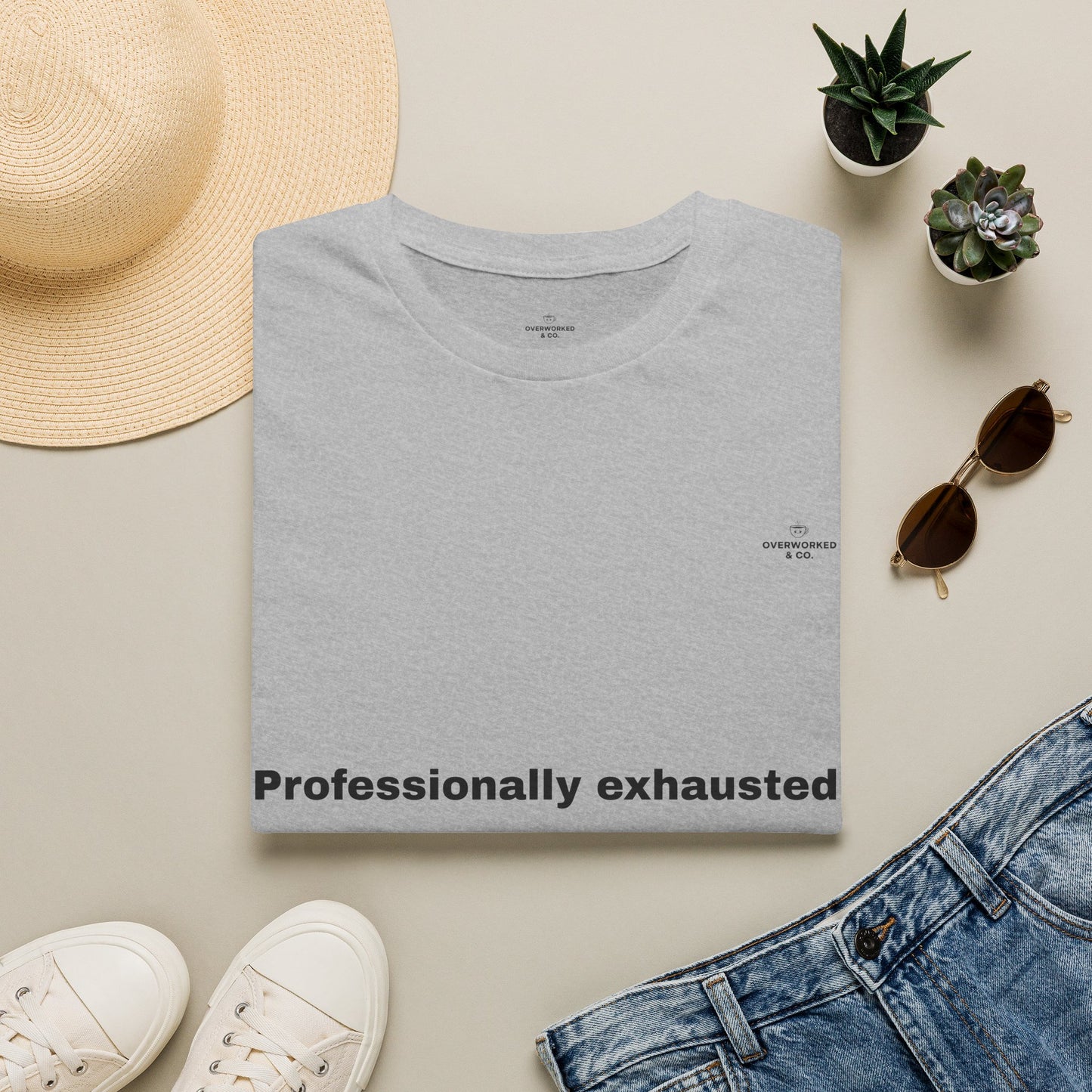 Professionally Exhausted Tee – Funny Work Burnout T-Shirt